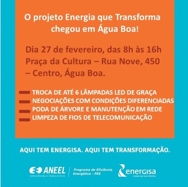 Projeto Energia que Transforma será terça-feira (27/02)