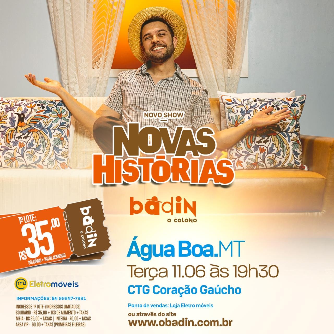 CTG Coração Gaúcho anuncia show beneficente com comediante Badin